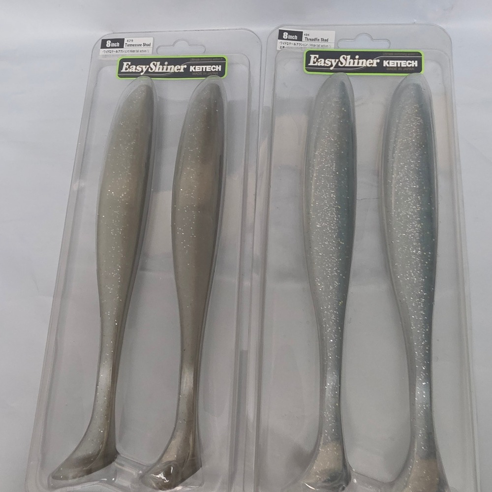 Keitech Easy Shiner Lot of 2 Fishing Lure 8in Tennessee & Threadfin Shad Colors